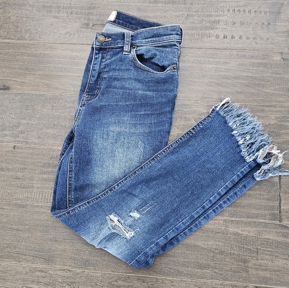 Free People Great Heights Fray Skinny Jean Distressed Medium Wash 28 - Picture 4 of 6